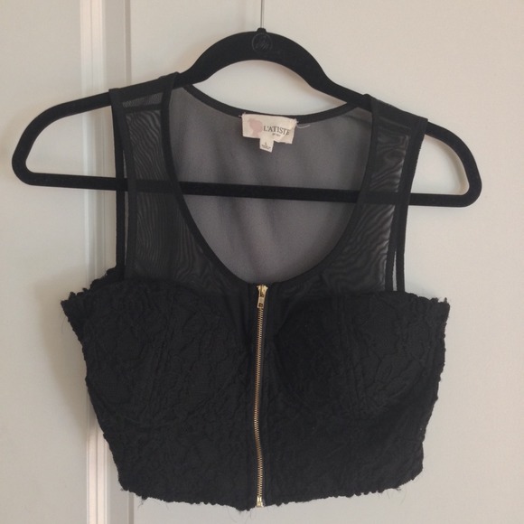 X SOLD X Mesh detail crop top