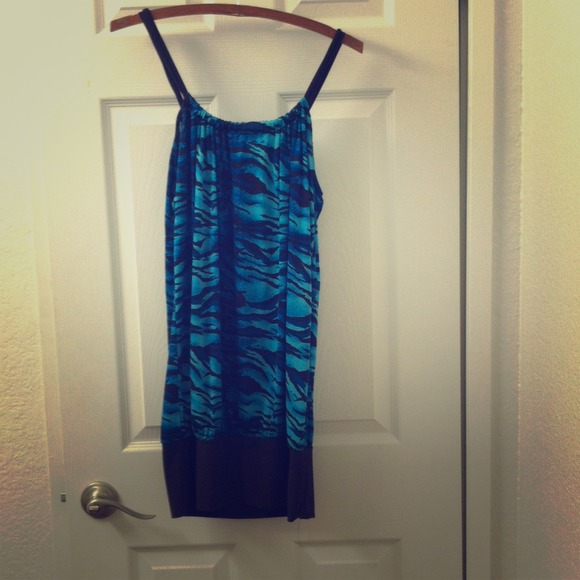 Cute animal print turquoise and brown dress