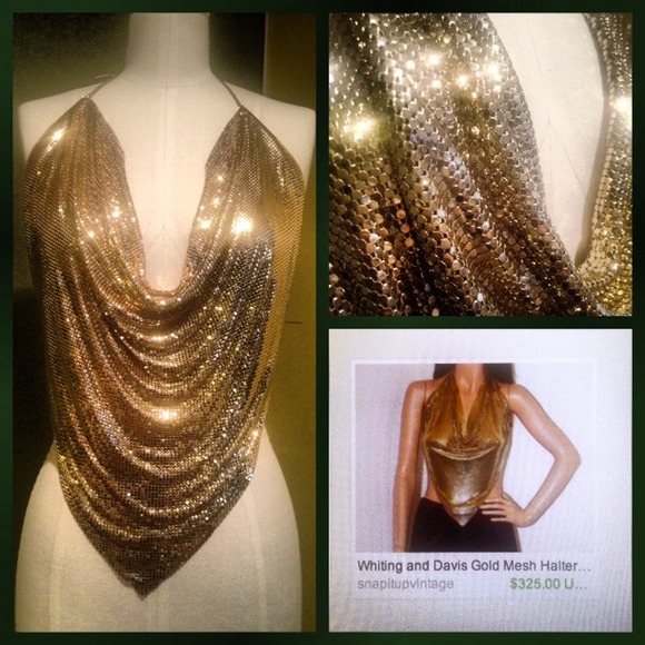 Vintage metal mess gold top