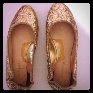 Gold glitter flats!