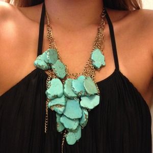 Handmade Turquoise Necklace with Gold Chain