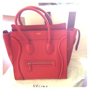 **SOLD**Mint! Auth red Celine mini luggage bag GHW