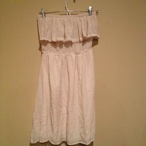 Strapless cream dress with lace