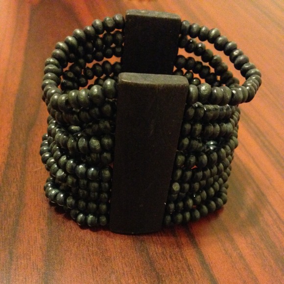 Navy Blue Beaded Wooden Bracelet !!