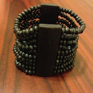 Navy Blue Beaded Wooden Bracelet !!