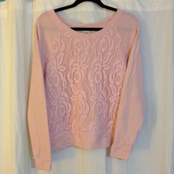 🚫NOT AVAILABLE🚫 Pink Lace Distressed Sweatshirt