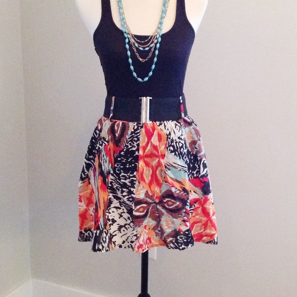 :: SOLD :: Tribal Mini Skirt with Black Belt