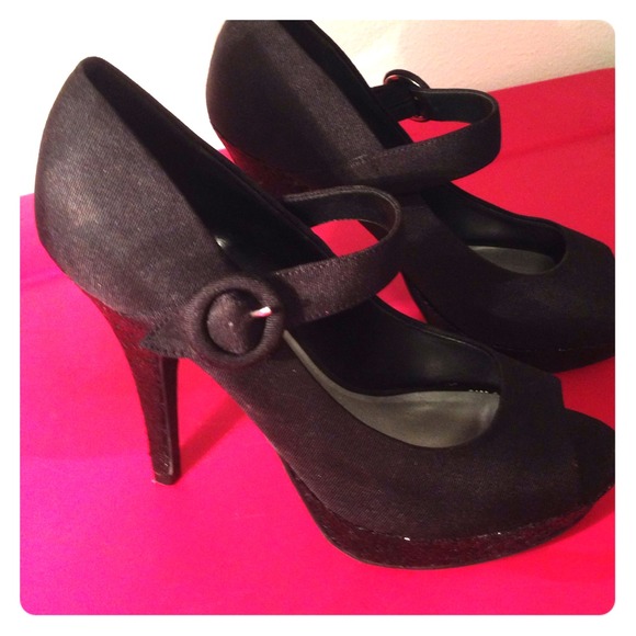 Black strap heels