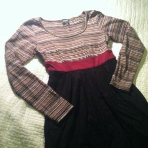Maternity! Stripe knit/black woven dress!
