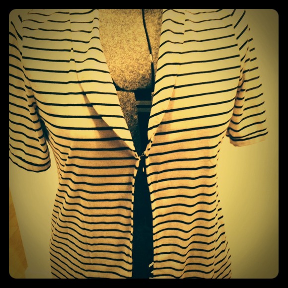 Lightweight striped jacket with crochet detail