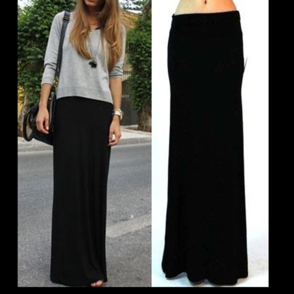 Dresses & Skirts - NEW Black Fold Over Waist Maxi Skirt🎀