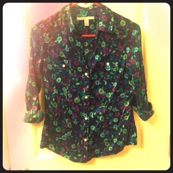 Floral print button down blouse