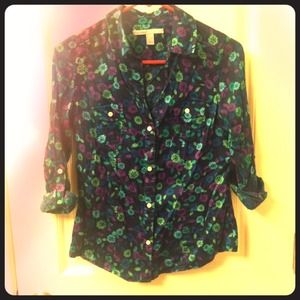 Floral print button down blouse