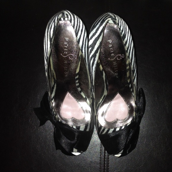 Paris Hilton zebra print high heels
