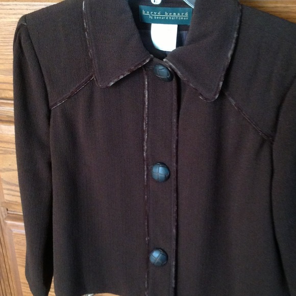 Brown jacket with beautiful velvet trim. REDUCED