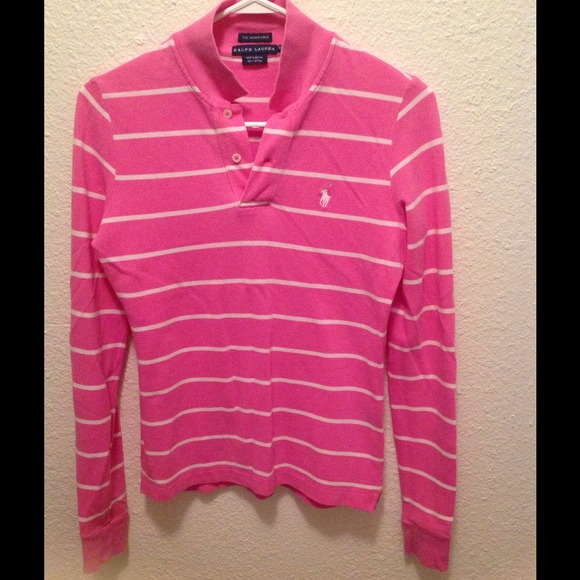 SOLD Ralph Lauren skinny polo Pink&White striped
