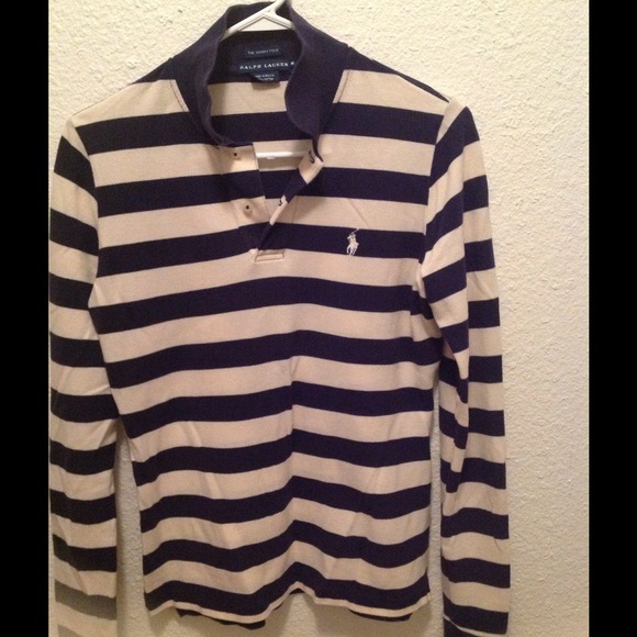 SOLD Ralph Lauren skinny polo Blue&White striped