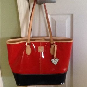 ON HOLD Dooney and Burke Red and Blue Patent Tote