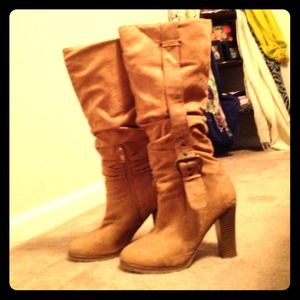 Camel colored suede boots