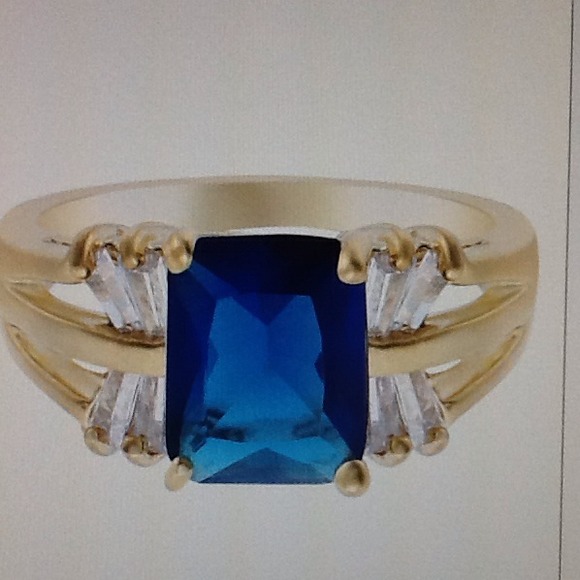 Blue Sapphire 18KGP Ring Size 6 - Picture 2 of 2