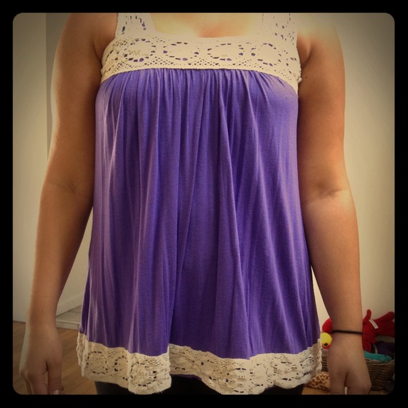 Purple and ivory lace top!