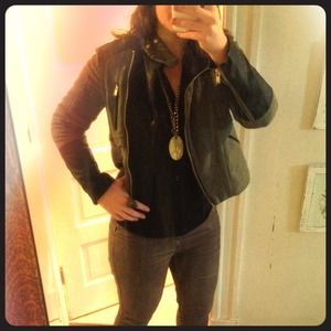 Zara army green moto jacket