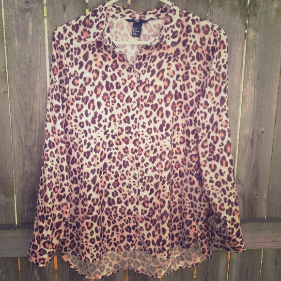 Leopard high low blouse
