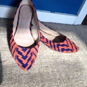 Chevron flats - orange and blue