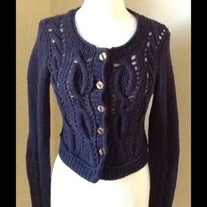 Anthropologie Navy Blue Cable Sweater