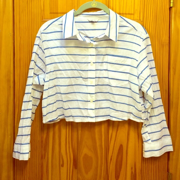 Forever 21 White & Blue Stripe Cardigan