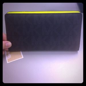 NWT Michael Kors Yellow accent clutch/wallet