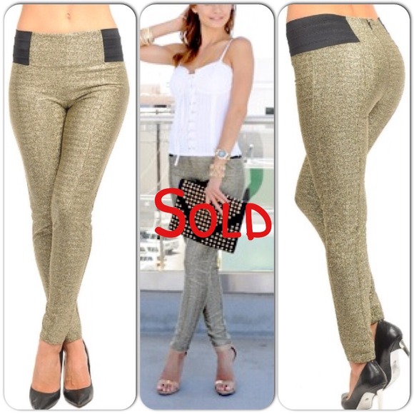 Pants - GOLD BLACK WITH SEQUINS PANTS