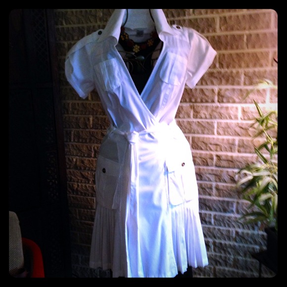 DVF Winter White Pleated Dress