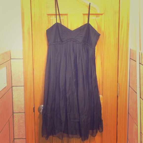 Black Flowing Pleated Cocktail Dress - Picture 1 of 4