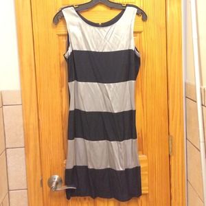 Vintage Simple Silver & Black Stripe Dress