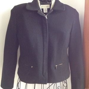 Casual Corner zip lined black wool blend jacket
