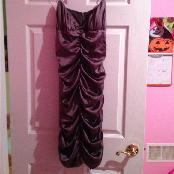 Grey Silky Rauched Dress