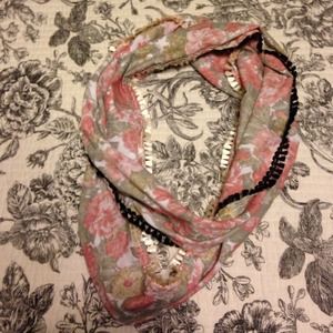 Handmade Floral and Lace Scarf