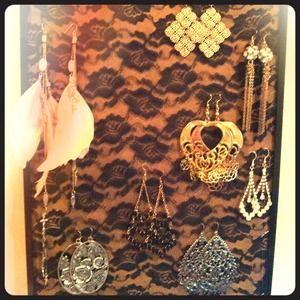 Lace earring holder, any color, any pattern