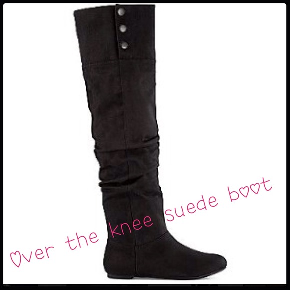 Black suede over the knee boot