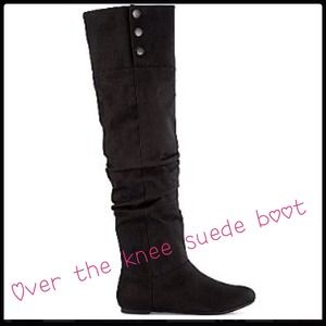 Black suede over the knee boot