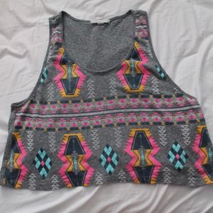 Grey Aztec Print Tank Top