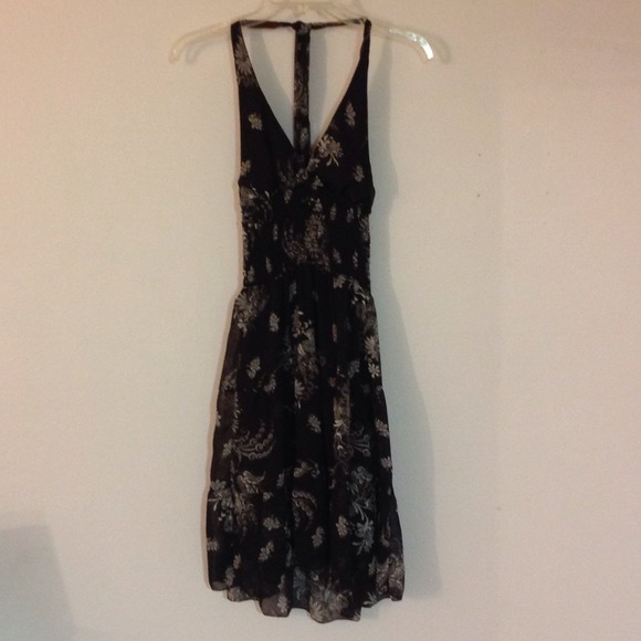 Brown and white halter dress