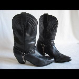 SOLD! VINTAGE 80's BOOTS Harness/Chain leather