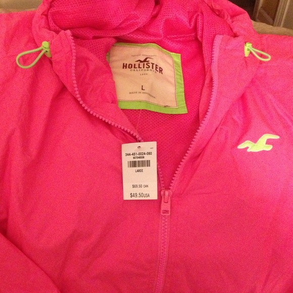 Brand New Pink hollister windbreaker jacket