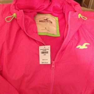 Brand New Pink hollister windbreaker jacket