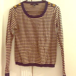 F21 dark blue and beige striped shirt w/buttons!