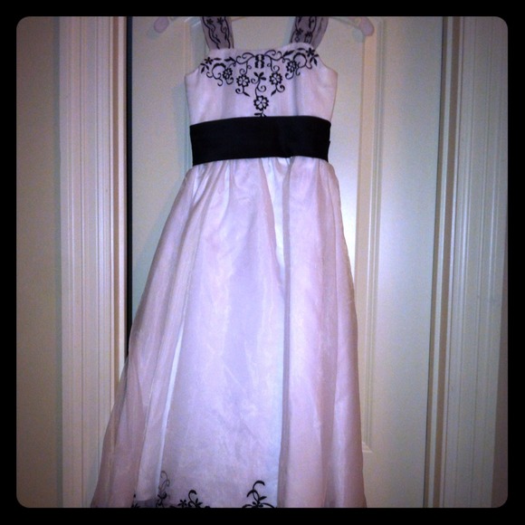 Black and white flower girl or pageant dress