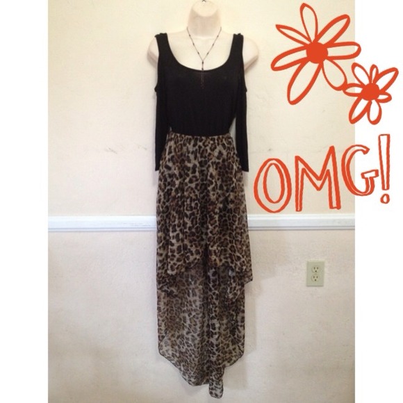 Dresses & Skirts - A sexy long black cheetah dress!