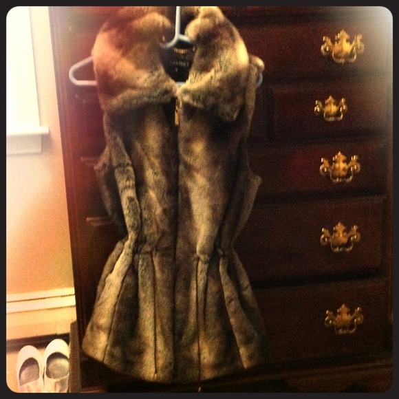 Faux fur zip up vest.